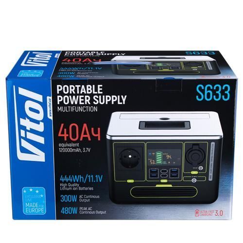 Портативный источник питания Vitol S633, 220В/300Вт/Li-ion 444Вт/ч, чистый синус (S633) S633 фото товара