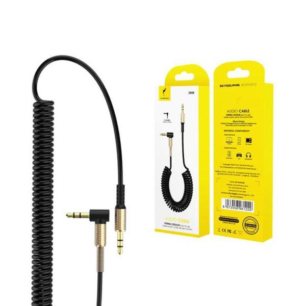 Аудіо-кабель SkyDolphin SR08 Spring Wire 3.5 мм - 3.5 мм (M/M), 1 м, Black (AUX-000062) AUX-000062 фото