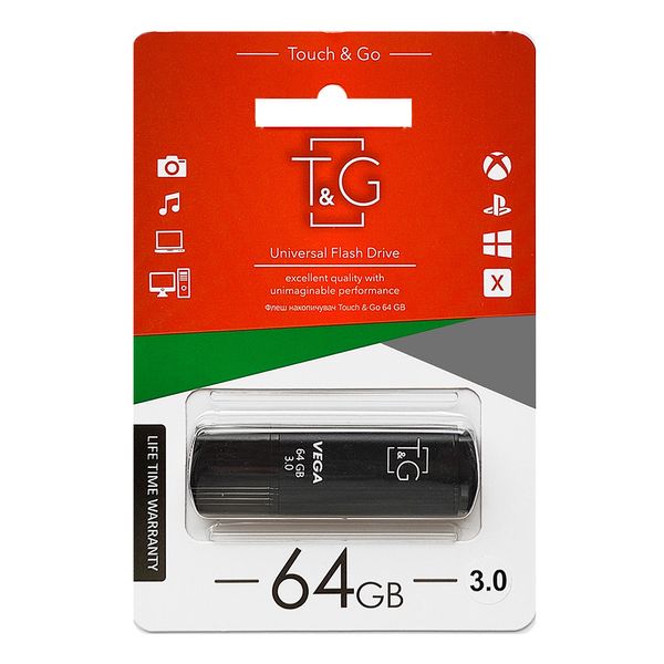 Флеш-накопичувач USB3.0 64GB T&G 121 Vega Series Black (TG121-64GB3BK) TG121-64GB3BK фото