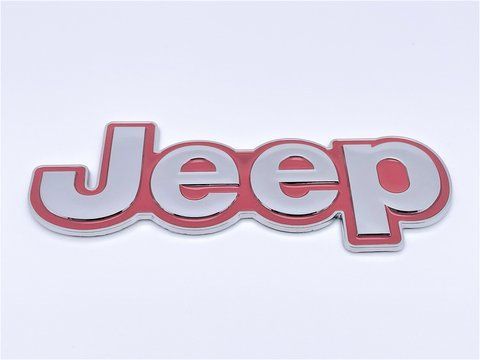 Емблема значок напис Jeep (Джіп) МЕТАЛ Червоний на зад кришка багажника Compass Cherokee (157x55 мм) je031 фото товару
