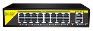 POE комутатор Merlion 16 POE 10/100 + 2 RJ45 10/100/1000+ вбудований блок живлення 52V 3.85A YT32832 фото