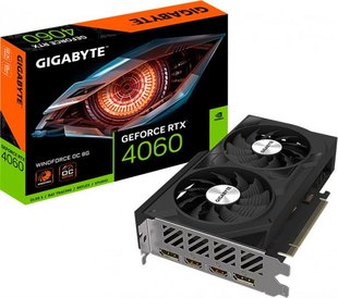 Відеокарта GF RTX 4060 8GB GDDR6 Windforce OC Gigabyte (GV-N4060WF2OC-8GD) GV-N4060WF2OC-8GD фото