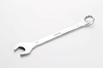 Ключ рожково-накидной полированный CrV 32мм СИЛА 201082 фото