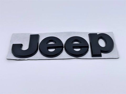 Емблема значок напис Jeep (Джіп) МЕТАЛ Чорний Мат на перед капот Compass Cherokee (140х40 мм) je020 фото товару