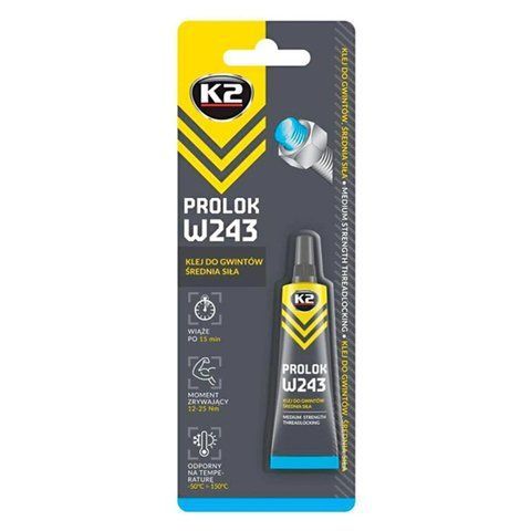 Клей-фіксатор для різьбових з'єднань K2 Prolok W243 синій 6 мл (B150) B150 фото товару