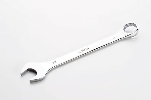Ключ рожково-накидний полірований CrV 32мм СИЛА 201082 фото