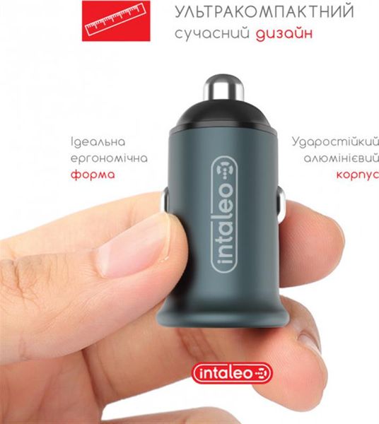 Автомобільний зарядний пристрій Intaleo CCGQPD120T (USB, 3A) Grey (1283126509957) + кабель USB Type С 1283126509957 фото
