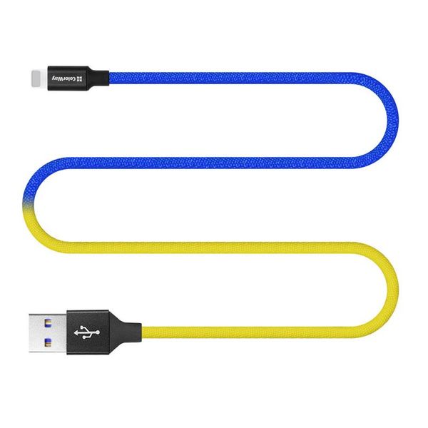 Кабель ColorWay USB - Lightning (M/M), 2.4 А, 1 м, Blue/Yellow (CW-CBUL052-BLY) CW-CBUL052-BLY фото