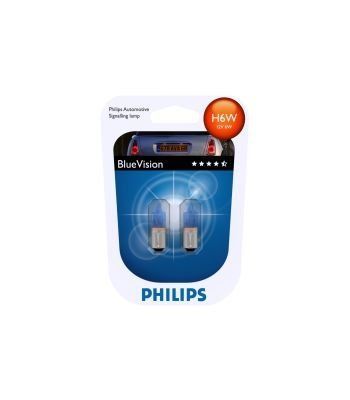 Автолампа Philips H6W 12V 6W BAX9S / BLUEVISION - ЕФЕКТ КСЕНОНУ (ЯСКРАВЕ БІЛЕ СВІТЛО) / 2ШТ. BLISTER 12036BVB2 фото товару