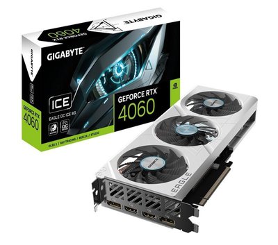 Відеокарта GF RTX 4060 8GB GDDR6 Eagle Ice OC Gigabyte (GV-N4060EAGLEOC ICE-8GD) GV-N4060EAGLEOC ICE-8GD фото