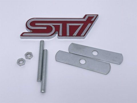 Эмблема надпись шильдик логотип STI решетки радиатора Subaru (Субару) 95*35мм (93013FG070) (Металл) sub007 фото товара