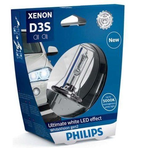 Автолампа ксенонова D3S 42V 35W 5000К PK32D-5 WHITE VISION GEN2 - ЯСКРАВІСТЬ СВІТЛА ЗБІЛЬШЕНО НА 120% 1ШТ. BLISTER 42403WHV2S1 фото товара