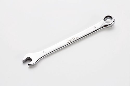 Ключ рожково-накидний полірований CrV 6мм СИЛА 201056 фото