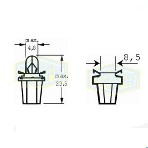 Лампа автомобильная с клиновидним цоколем Trifa 12V 2W BAX10d/B8,5d (02726) 02726 фото товара