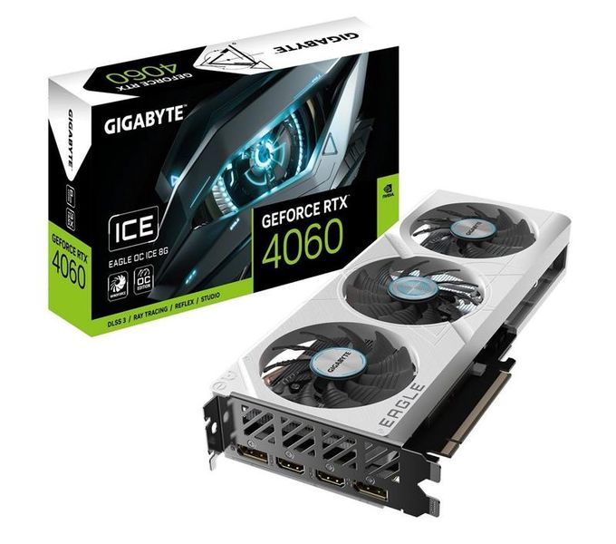 Відеокарта GF RTX 4060 8GB GDDR6 Eagle Ice OC Gigabyte (GV-N4060EAGLEOC ICE-8GD) GV-N4060EAGLEOC ICE-8GD фото