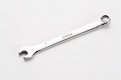 Ключ рожково-накидний полірований CrV 7мм СИЛА 201057 фото