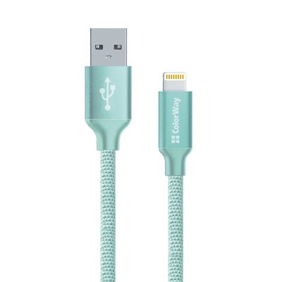 Кабель ColorWay USB - Lightning (M/M), 1 м, Mint (CW-CBUL004-MT) CW-CBUL004-MT фото