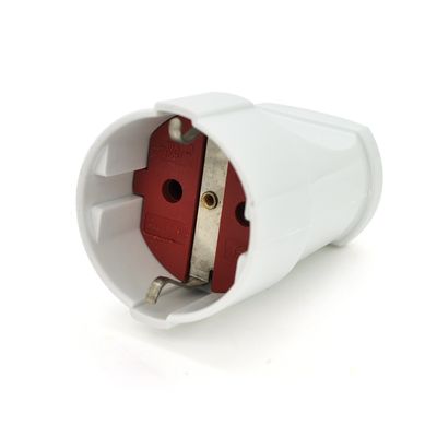 Штепсельне гніздо Євро із заземленням, розбірне, 16А 220V, колір білий/червоний, Q20 000018164 фото
