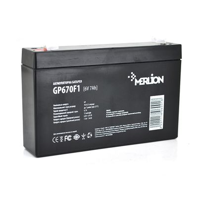 Акумуляторна батарея MERLION AGM GP670F1 6 V 7Ah ( 150 x 35 x 95 (100 ) ) Q10 GP670F1 фото