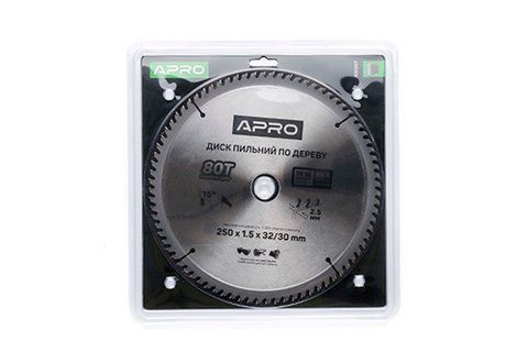 Диск пильний по дереву 250х32(30)х80Т APRO 830207 фото товару