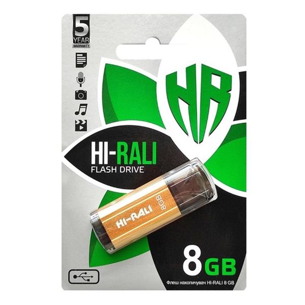 Флеш-накопичувач USB 8GB Hi-Rali Stark Series Gold (HI-8GBSTGD) HI-8GBSTGD фото