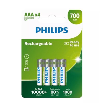 Акумулятор Philips AAA/HR03 NI-MH 700 mAh BL 4шт R03B4A70/10 фото