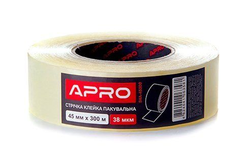 Стрічка клейка пакувальна 38мкм 45мм 300м APRO SKA-45300 фото товару