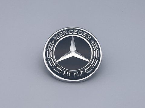 Емблема-шильдик на капот Mercedes-Benz (Мерседес) 55 мм (A2048170616) (Чорна) meb056 фото товару