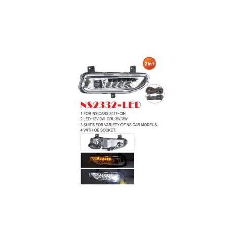 Фари дод. модель Nissan Cars 2017-/NS-2332L/LED-12V9W+DRL-3W/3W/FOG+DRL+TURN/eл.проводка (NS-2332-LE NS-2332-LED 3в1 фото товару