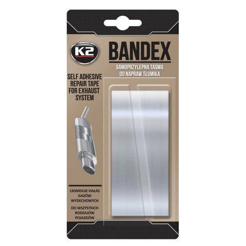 Стрічка клейка високотемпературна для ремонту вихлопної системи K2 Bandex срібляста 100 см х 5 см (B305) B305 фото товару