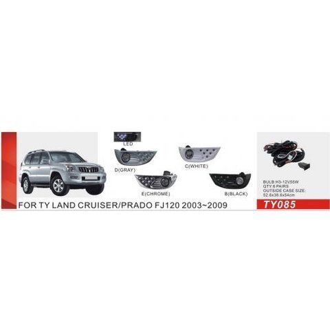Фари дод. модель Toyota Prado FJ120 2003-09/TY-085E/H3-12V55W+LED-2W/FOG+DRL/ел.проводка (TY-085E-W TY-085E-W 2в1 Сhromе фото товару