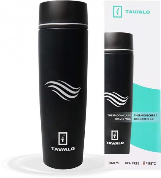 Термопляшка Tavialo 460 мл матовий чорний + 2 ущільнювальних кільця (190460101) 190460101 фото