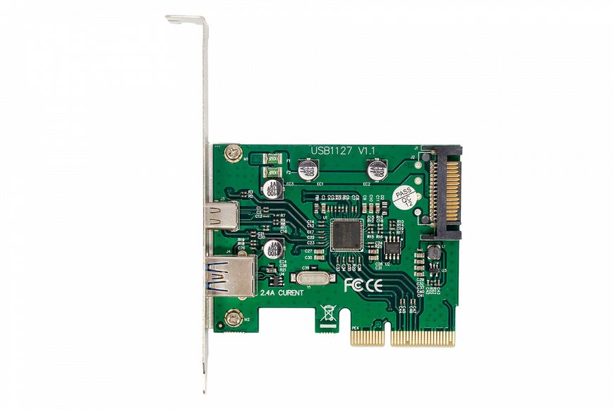 Плата розширення Frime PCI-E to USB3.1 TYPE-A+C (1+1 порти) ASM1142 (ECF-PCIEtoUSB009.LP) ECF-PCIEtoUSB009.LP фото