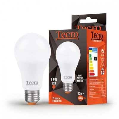 Лампа світлодіодна Tecro 15W E27 4000K (TL-A60-15W-4K-E27) TL-A60-15W-4K-E27 фото