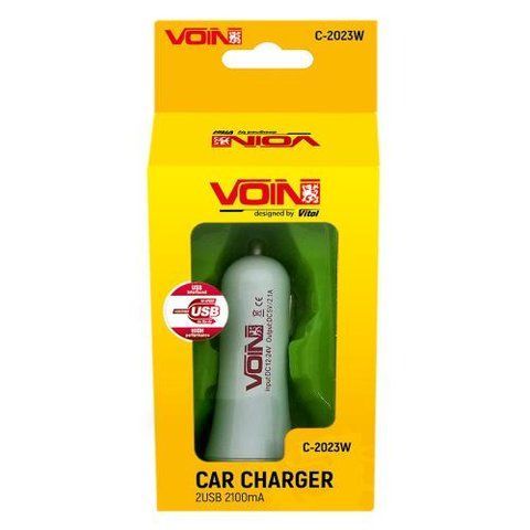 Автомобільний зарядний пристрій VOIN C-2023W 2USB (12 / 24V - 5V 2,1A) (C-2023W) C-2023W фото товару