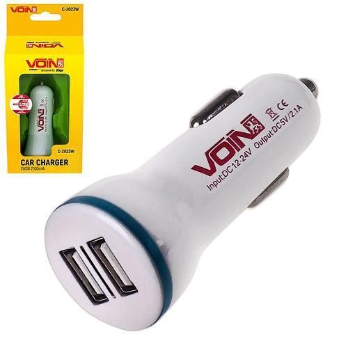 Автомобильное зарядное устройство VOIN C-2023W 2USB (12/24V - 5V 2,1A) (C-2023W) C-2023W фото товара