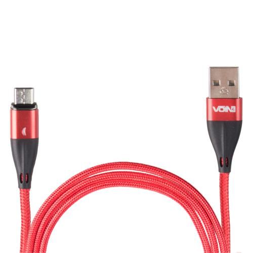 Кабель магнітний VOIN USB - Micro USB 3А, 2m, red (швидка зарядка / передача даних) (VC-6102M RD) VC-6102M RD фото