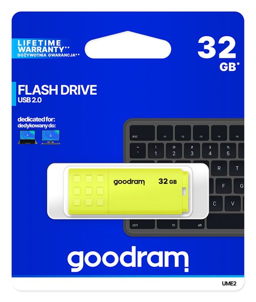 Флеш-накопичувач USB 16GB GOODRAM UME2 Yellow (UME2-0160Y0R11) UME2-0160Y0R11 фото