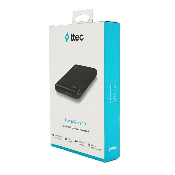 PowerbankTtec 10000mAh, LCD, Output: 2*USB + Type-C, 20W, Black, Q30 2BB185S фото