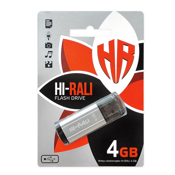 Флеш-накопичувач USB 4GB Hi-Rali Stark Series Silver (HI-4GBSTSL) HI-4GBSTSL фото