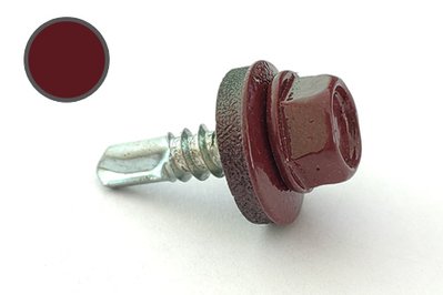 Саморіз покрівельний 4,8*19 DIN 7504K RAL 3005 до металу (пач 50шт) (колір - винно-червоний) APRO 9R648193005 фото