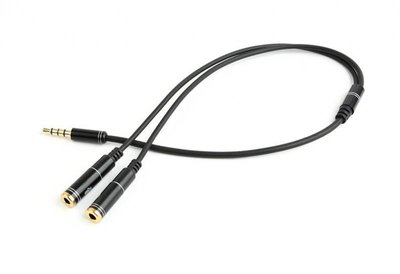 Аудіо-кабель Cablexpert 3.5 мм - 2х3.5 мм (M/F), 0.2 м, чорний (CCA-417M) CCA-417M фото