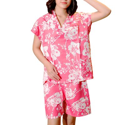 Жіночий банний костюм, короткий рукав, рожевий 03600 фото