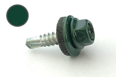 Саморіз покрівельний 4,8*19 DIN 7504K RAL 6005 до металу (пач 50шт) (колір - зелений мох) APRO 9R648196005 фото