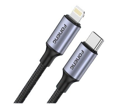 Кабель Foneng X95 Metal Head Braided Cable USB-C - Lightning PD20W 1.2м Black (X95-CA-TCIP) X95-CA-TCIP фото