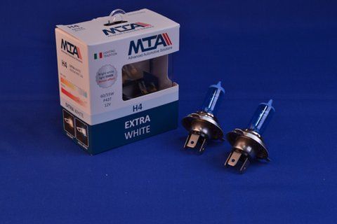 Лампа автомобильная H4 12V 60/55W P43T EXTRA WHITE (2шт) (ближняя/дальняя, противотуманная) MTA 84163 EWB2 фото товара