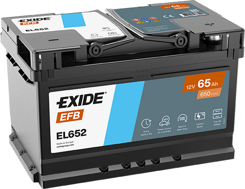 Аккумулятор 65Ah-12v Exide EFB (278х175х175),R,EN650 R+ правый EL652 EL652 фото товара