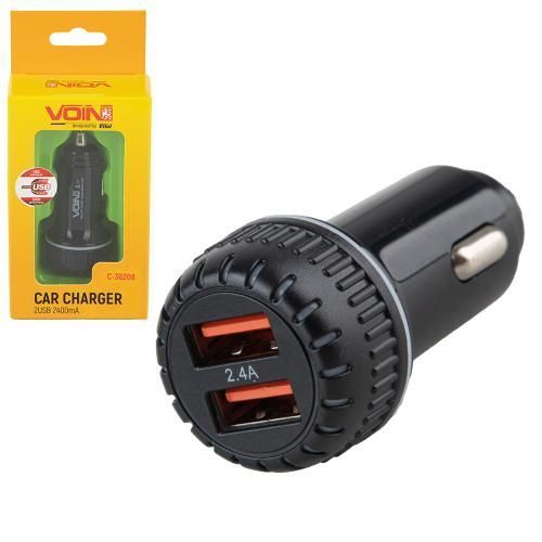 Автомобильное зарядное устройство VOIN C-36208, 2USB (12/24V - 5V 2,4A) (C-36208) C-36208 фото товара
