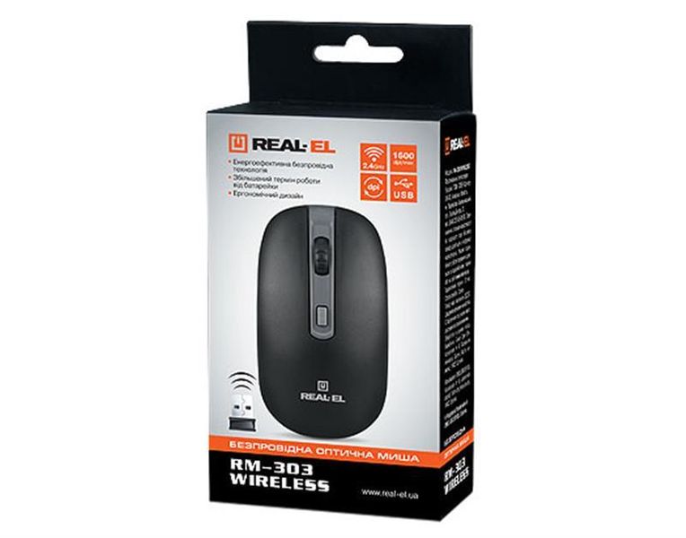 Миша бездротова REAL-EL RM-301 Wireless Black EL123200022 фото