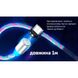 Кабель магнітний Multicolor LED VOIN USB - Micro USB 3А, 1m, (швидка зарядка / передача даних) (VC-1 VC-1601M RB фото 3